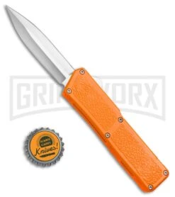 Lightning Orange D/A OTF Automatic Knife - Dagger Satin Plain -Kershaw Shop Lightning Orange DA OTF Dagger Satin Plain BP 22815 bottlecap large