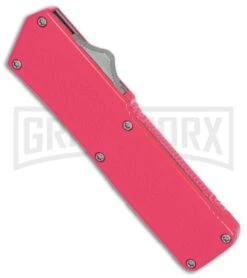 Lightning Pink D/A OTF Automatic Knife - Dagger Satin Serr -Kershaw Shop Lightning Pink DA Dagger Satin Serr BP 27491 er spine large