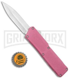 Lightning Pink D/A OTF Automatic Knife - Dagger Satin Plain -Kershaw Shop Lightning Pink DA OTF Auto Dagger Satin GX 20273 jr bottlecap large