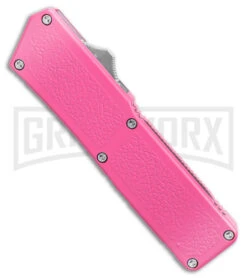 Lightning Pink D/A OTF Automatic Knife - Tanto Satin Plain -Kershaw Shop Lightning Pink DA OTF Automatic Knife Tanto Satin GX 41279 KC spine large