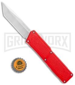 Lightning Red D/A OTF Automatic Knife - Tanto Satin -Kershaw Shop Lightning Red DA OTF Auto Tanto Satin GX 34379 jr bottlecap large