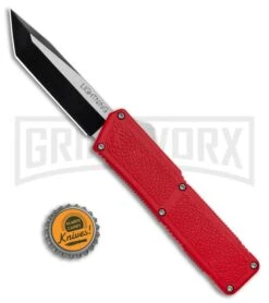 Lightning Red D/A OTF Automatic Knife - Tanto Two Tone -Kershaw Shop Lightning Red DA OTF Auto Tanto TT GX 34074 jr bottlecap large