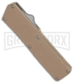 Lightning Tan D/A OTF Automatic Knife - Dagger Satin -Kershaw Shop Lightning Tan DA Dagger serr BP 27518 er spine large