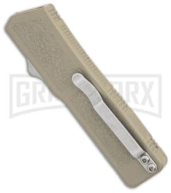 Lightning Tan D/A OTF Automatic Knife - Dagger Two Tone Serr -Kershaw Shop Lightning Tan DA OTF Auto Dagger TT GX 39061 jr side large