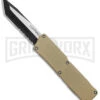 Lightning Tan D/A OTF Automatic Knife - Tanto Two Tone Serrated -Kershaw Shop Lightning Tan DA OTF Auto TT Tanto Serr GX 39048 jr large
