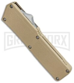 Lightning Tan D/A OTF Automatic Knife - Tanto Satin -Kershaw Shop Lightning Tan DA OTF Auto Tanto Satin GX 34137 jr spine large
