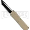 Lightning Tan D/A OTF Automatic Knife - Tanto Two Tone -Kershaw Shop Lightning Tan DA OTF Auto Tanto TT GX 34077 jr large
