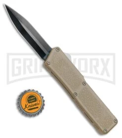 Lightning Tan D/A OTF Automatic Knife - Dagger Black -Kershaw Shop Lightning Tan DA OTF Dagger Black BP 22660 jr bottlecap large