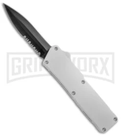 Lightning White D/A OTF Automatic Knife - Black Dagger Serr 4TH18