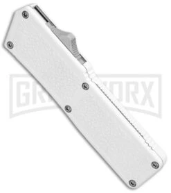 Lightning White D/A OTF Automatic Knife - Satin Dagger Serrated -Kershaw Shop Lightning White DA OTF Auto Satin Dagger Serrated GX 34382 jr spine large