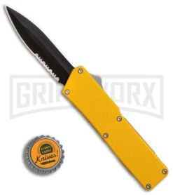 Lightning Yellow D/A OTF Automatic Knife - Black Dagger Serr -Kershaw Shop Lightning Yellow DA Black Dagger serr BP 27474 er bottlecap large