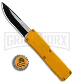 Lightning Yellow D/A OTF Automatic Knife - Two-Tone Plain -Kershaw Shop Lightning Yellow DA OTF Auto TT Plain GX 30814 jr bottlecap large