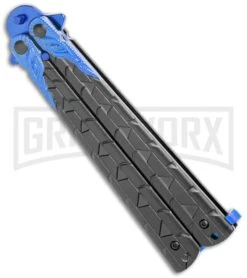 M-Tech Snake Eye Balisong Butterfly Trainer - Black / Blue -Kershaw Shop M Tech Snake Eye Balisong Butterfly Trainer Black Blue BUTT PK 1157BL GX 36724 jr side large