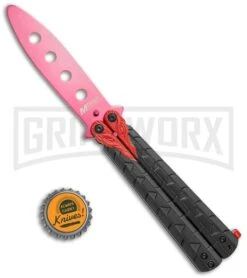 M-Tech Snake Eye Balisong Butterfly Trainer - Black / Red -Kershaw Shop M Tech Snake Eye Balisong Butterfly Trainer Black Red BUTT MT 872 RD GX 36720 jr bottlecap large