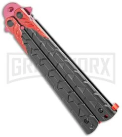 M-Tech Snake Eye Balisong Butterfly Trainer - Black / Red -Kershaw Shop M Tech Snake Eye Balisong Butterfly Trainer Black Red BUTT MT 872 RD GX 36720 jr side large