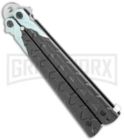 M-Tech Snake Eye Balisong Butterfly Trainer - Black / Satin -Kershaw Shop M Tech Snake Eye Balisong Butterfly Trainer Black Satin BUTT PK 1157S GX 36722 jr side large