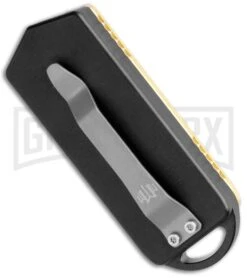 M3 Tactical Tech Rogue Brass/Black D/A OTF Automatic Knife - Satin Plain -Kershaw Shop M3 Tactical Tech Rogue Brass Black DA OTF Auto Satin GX 35092 jr side large