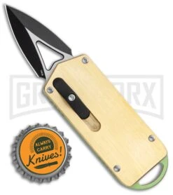 M3 Tactical Tech Rogue Brass/Green D/A OTF Automatic Knife - Black Plain -Kershaw Shop M3 Tactical Tech Rogue Brass Green DA OTF Auto Black GX 35097 jr bottlecap large