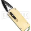 M3 Tactical Tech Rogue Brass/Green D/A OTF Automatic Knife - Black Plain -Kershaw Shop M3 Tactical Tech Rogue Brass Green DA OTF Auto Black GX 35097 jr large