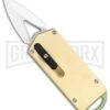 M3 Tactical Tech Rogue Brass/Green D/A OTF Automatic Knife - Satin Plain -Kershaw Shop M3 Tactical Tech Rogue Brass Green DA OTF Auto Satin GX 35096 jr large
