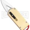 M3 Tactical Tech Rogue Brass/Orange D/A OTF Automatic Knife - Satin Plain -Kershaw Shop M3 Tactical Tech Rogue Brass Red DA OTF Auto Satin GX 35094 jr large
