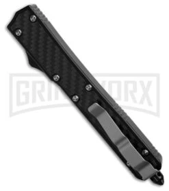 MIK OTF Automatic Knife Black Sim Carbon Fiber Inlay Dagger - Stonewash Plain -Kershaw Shop MIK OTF Automatic Knife Black Sim Carbon Fiber Inlay Dagger Stonewash Plain GX 41473 td side large