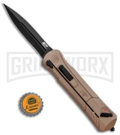 M&P Spring Assisted Tan OTF Spear Point Knife - Black Plain -Kershaw Shop MP OTF Assist Finger Actuator SP 1084315 BHQ 80730 jr bottlecap large
