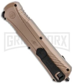 M&P Spring Assisted Tan OTF Spear Point Knife - Black Plain -Kershaw Shop MP OTF Assist Finger Actuator SP 1084315 BHQ 80730 jr side large