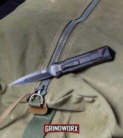 Smith & Wesson Spring Assisted Finger Actuator Tanto OTF Knife - Black Plain -Kershaw Shop MP OTF Spring Assisted Spear Point Knife Gray Black BHQ 80731 kp lifestyle web large 1