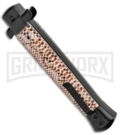 Mago 11" Diamondback Italian Bayonet OTF Automatic Knife - Black Bolsters -Kershaw Shop Mago 11in Diamondback Italian Bayo OTF Auto Black Satin GX 37088 jr side large