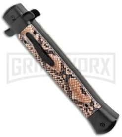 Mago 11" Diamondback Italian Bayonet OTF Automatic Knife - Black Bolsters -Kershaw Shop Mago 11in Diamondback Italian Bayo OTF Auto Black Satin GX 37088 jr spine large