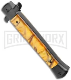 Mago 11" Gold Smoke Abyss Italian Stiletto OTF Automatic Knife - Bayo -Kershaw Shop Mago 11in Italian Stiletto OTF Auto Dagger GX 36387 jr side large