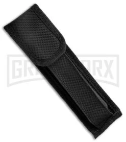 Mago 11" Black Smoke Abyss Italian Stiletto OTF - Dagger Silver Bolsters -Kershaw Shop Mago 11in Italian Stiletto Smoke Abyss Satin Dagger GX 37157 jr sheath large