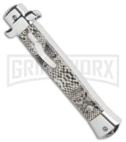 Mago 11" Sidewinder Italian Stiletto OTF Automatic Knife - Satin Dagger AUS 8 -Kershaw Shop Mago 11in Sidewinder Italian Stiletto OTF Auto Satin Dagger GX 35130 jr spine large