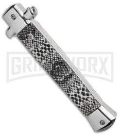 Mago 11" Sidewinder Italian Stiletto OTF Automatic Knife - Satin Plain W/o Clip -Kershaw Shop Mago 11in Sidewinder Italian Stiletto OTF Auto Satin Plain without Clip GX 38924 jr side large