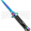 Mago 9" Italian Stiletto OTF Auto Knife Black Acrylic Rainbow Bolster - Spectrum -Kershaw Shop Mago 9in Black Acrylic Italian Stiletto OTF Auto Rainbow Bolster Rainbow Bayo GX 38621 jr large