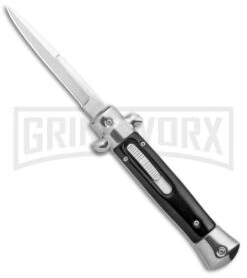 Mago 9" Black Acrylic Italian Stiletto OTF Automatic Knife Bayo - Polished Plain