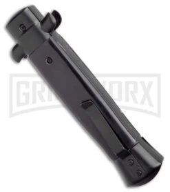 Mago 9" Black Marble Italian Stiletto OTF Auto Knife Dagger W/clip - Satin Plain -Kershaw Shop Mago 9in Black Marble Black Bolster Stiletto OTF Dagger BHQ 179401 jr side large