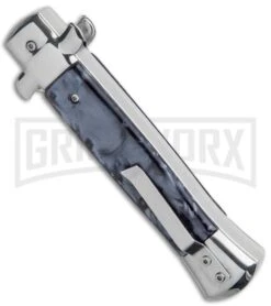 Mago 9" Black Smoke Abyss Italian Dagger OTF Automatic Knife Satin Flat Grind -Kershaw Shop Mago 9in Black Smoke Abyss Italian Dagger OTF Auto Satin GX 37084 jr side large