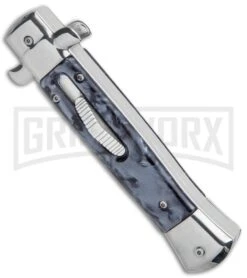 Mago 9" Black Smoke Abyss Italian Dagger OTF Automatic Knife Satin Flat Grind -Kershaw Shop Mago 9in Black Smoke Abyss Italian Dagger OTF Auto Satin GX 37084 jr spine large