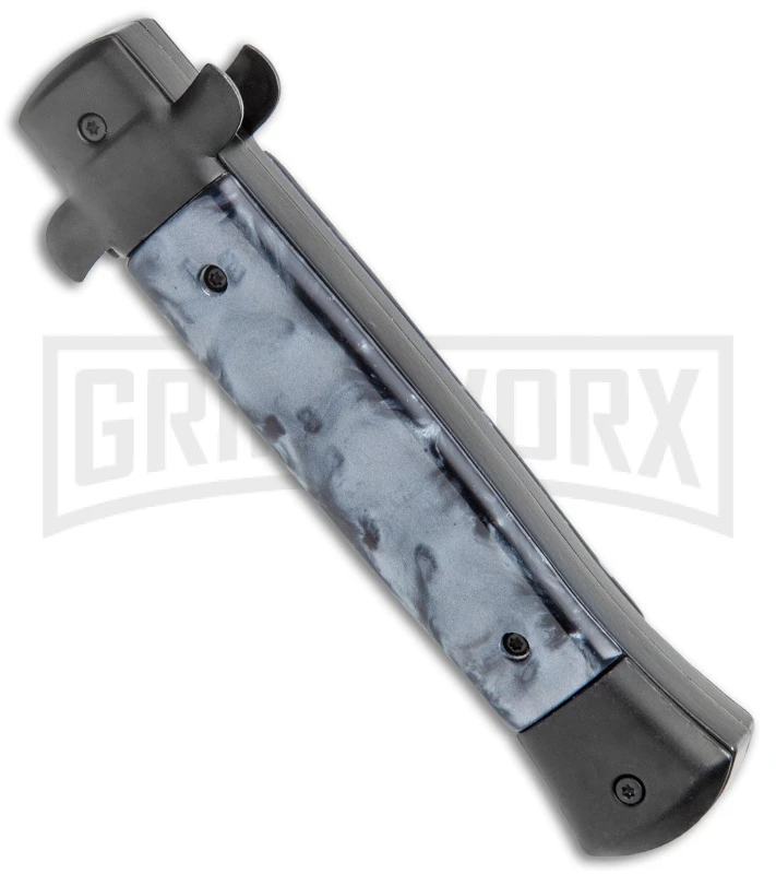 Mago 9" Black Smoke Abyss Italian Stiletto OTF Automatic Knife - Black Bolsters 5 Mago 9" Black Smoke Abyss Italian Stiletto OTF Automatic Knife - Black Bolsters - Image 3