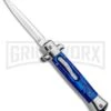 Mago 9" Blue Marble Italian Stiletto OTF Automatic Knife - Satin Plain Dagger -Kershaw Shop Mago 9in Blue Marble Italian Stiletto Auto Satin Plain Dagger GX 33841 jr large