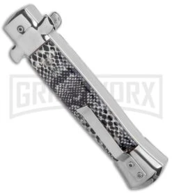 Mago 9" Cottonmouth Italian Stiletto OTF Automatic Knife - Satin Plain Dagger -Kershaw Shop Mago 9in Cottonmouth Italian Stiletto OTF Auto Satin Plain Dagger GX 37457 jr side large