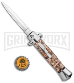 Mago 9" Diamondback Italian Dagger OTF Automatic Knife - Satin Plain -Kershaw Shop Mago 9in Diamondback Italian Dagger OTF Auto Satin GX 37089 jr bottlecap large