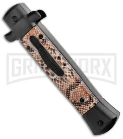 Mago 9" Diamondback Black Italian Stiletto OTF Automatic Knife - Satin Plain -Kershaw Shop Mago 9in Diamondback Italian Stiletto OTF Auto Black Satin GX 37042 jr spine large