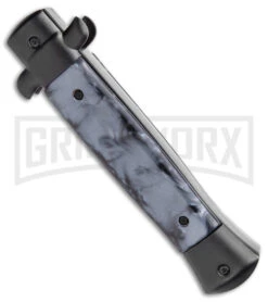 Mago 9" Gray Smoke Abyss Italian Stiletto OTF Automatic Knife - Satin Dagger -Kershaw Shop Mago 9in Gray Smoke Abyss Italian Stiletto OTF Auto Dagger GX 38901 jr side large