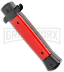 Mago 9" Red Bayonet Italian Stiletto OTF Automatic Knife - Satin Plain -Kershaw Shop Mago 9in Red Bayo Italian Stiletto OTF Satin GX 36310 jr side large