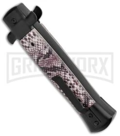 Mago 9" Sidewinder Italian Stiletto OTF Auto Knife Black - Bayonet Satin Plain -Kershaw Shop Mago 9in Sidewinder Italian Stiletto OTF Auto Black Bayo Satin GX 37208 jr side large