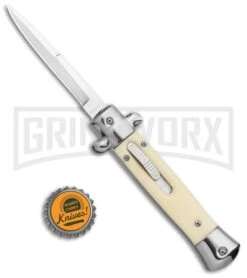 Mago 9" Sim Ivory Italian Stiletto OTF Auto Knife Satin Bolsters - Satin Bayonet -Kershaw Shop Mago 9in Sim Ivory Italian Stiletto OTF Auto Satin Bolsters Satin Bayo GX 37326 jr bottlecap large