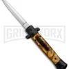 Mago 9" Gold Smoke Abyss Italian Stiletto OTF Automatic Knife - Dagger -Kershaw Shop Mago 9in Yellow Marble Italian Dagger OTF Auto Black Satin GX 37086 jr large
